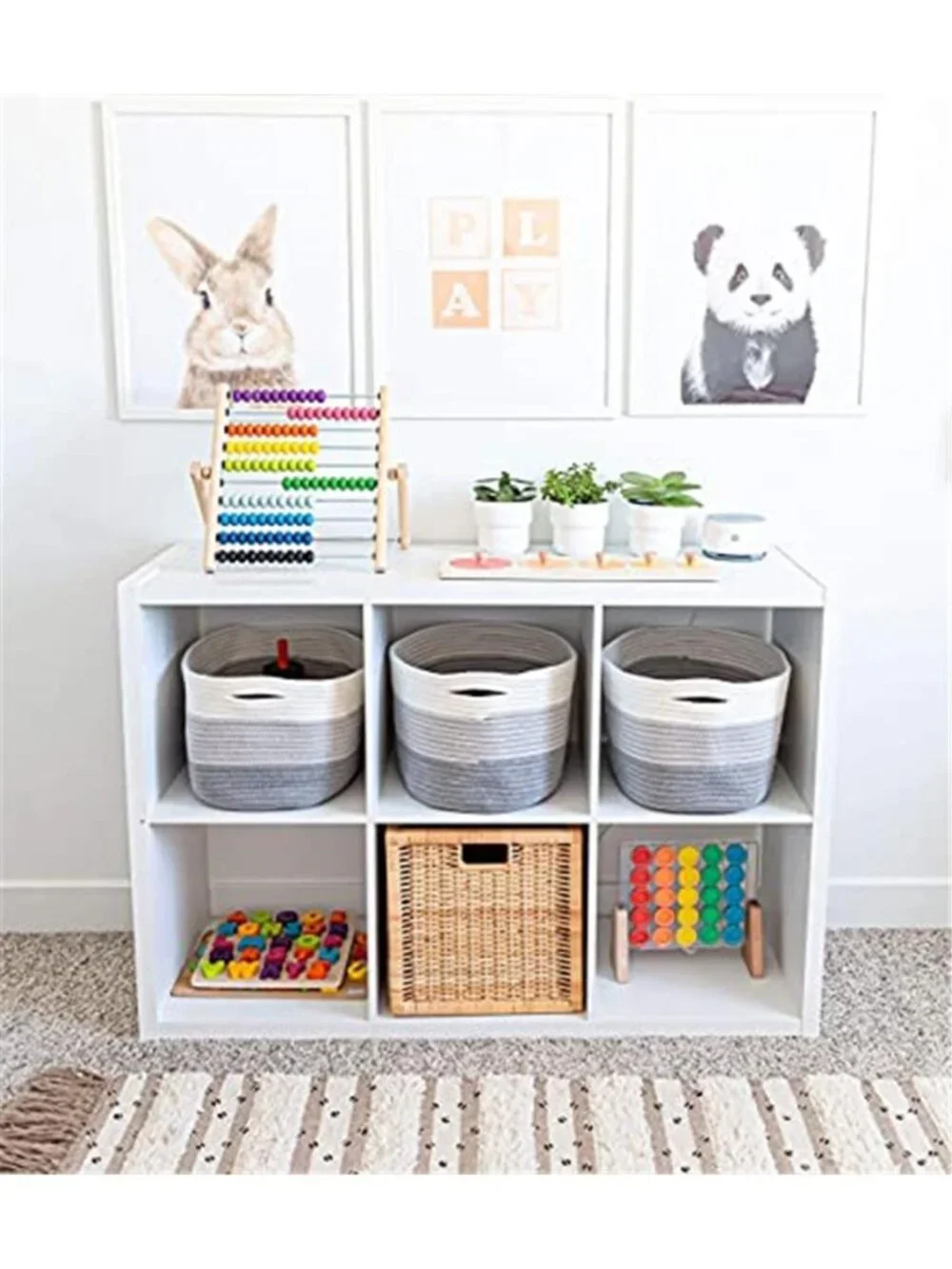 New Cotton Rope Baskets for Shelves, Set of 3, 15x9x10